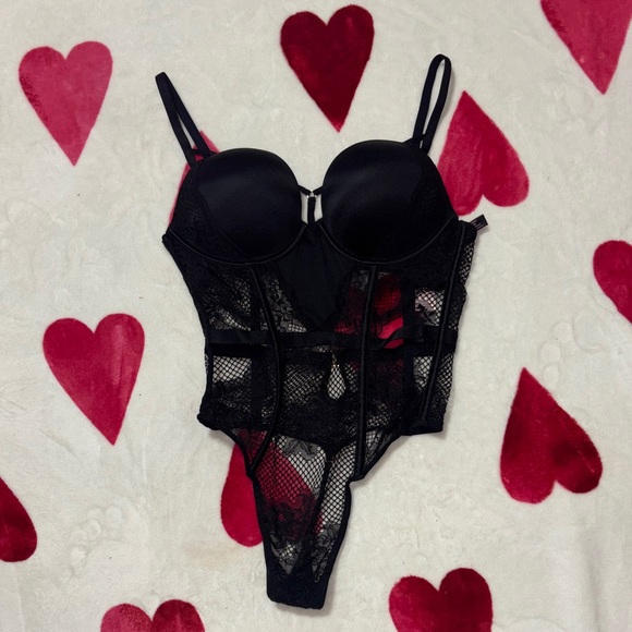 Victoria's Secret Other - Victoria’s Secret Black Lace Bodysuit, Teddy, push-up lingerie, thong, small
